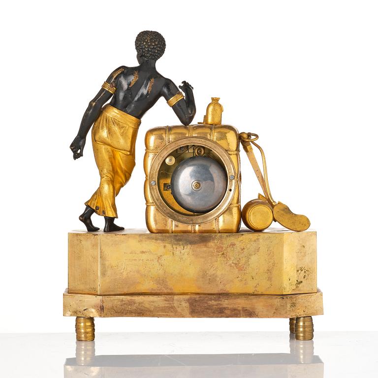 An Empire ormolu and patinated bronze 'Le Matelot'  mantel clock by P. Strengberg (active 1802-1831).
