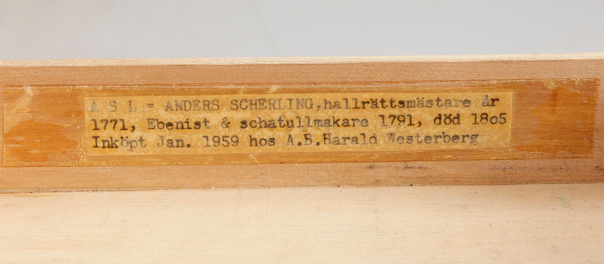 BYRÅ, sengustaviansk, Anders Scherling (mästare i Stockholm 1771-1809).