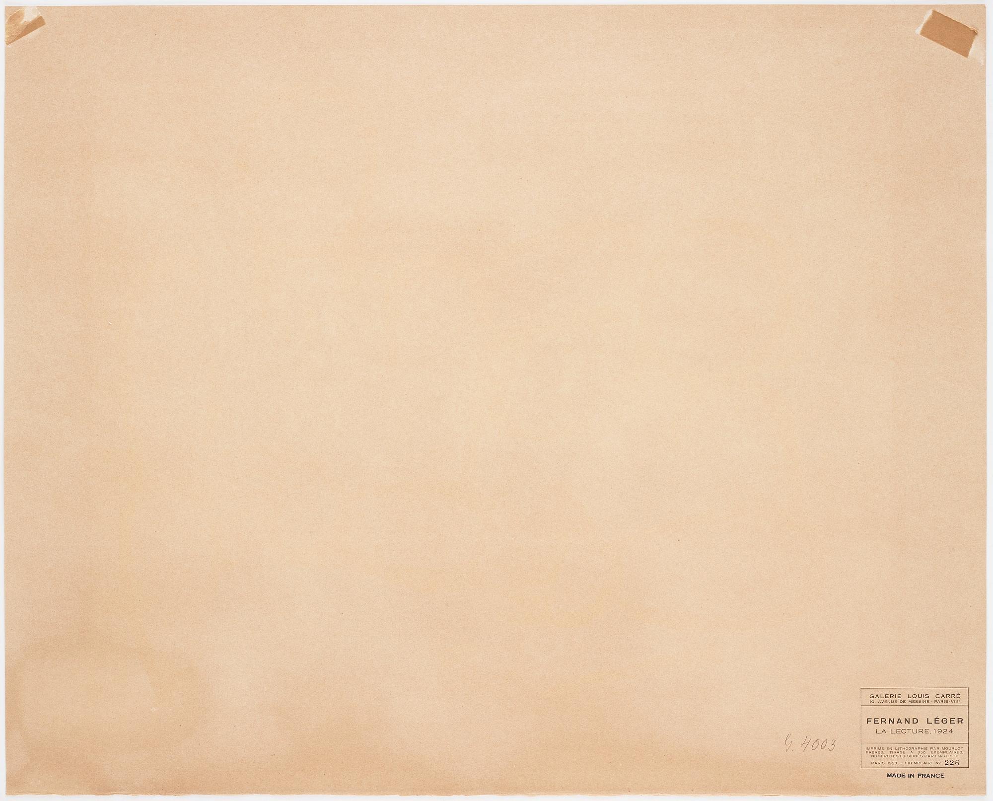 Fernand Léger Efter, "La lecture".
