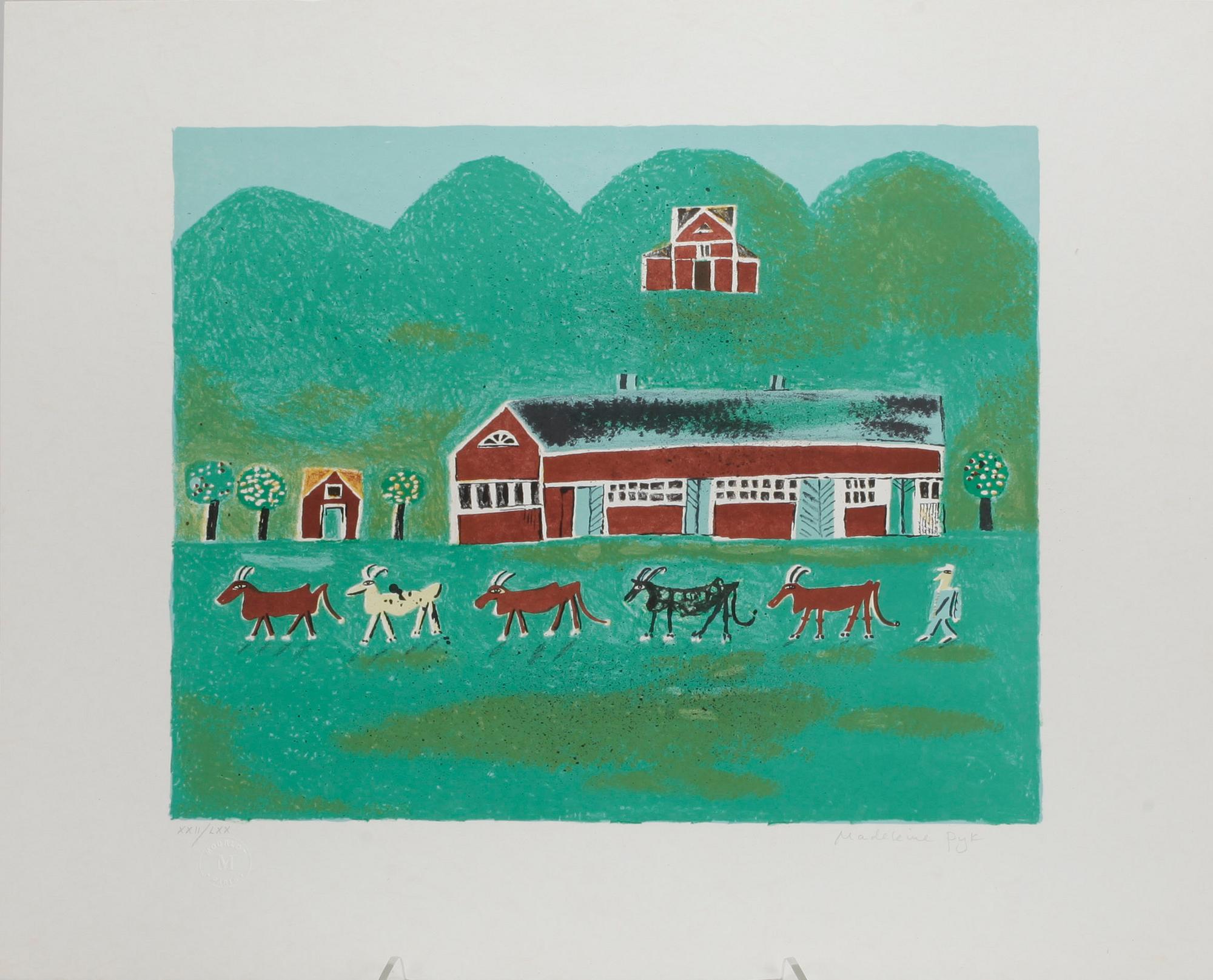 MADELEINE PYK, mapp med 6 st färglitografier, sign o numr XXI/LXX, Edition Linneaus, Mourlot, 1977.