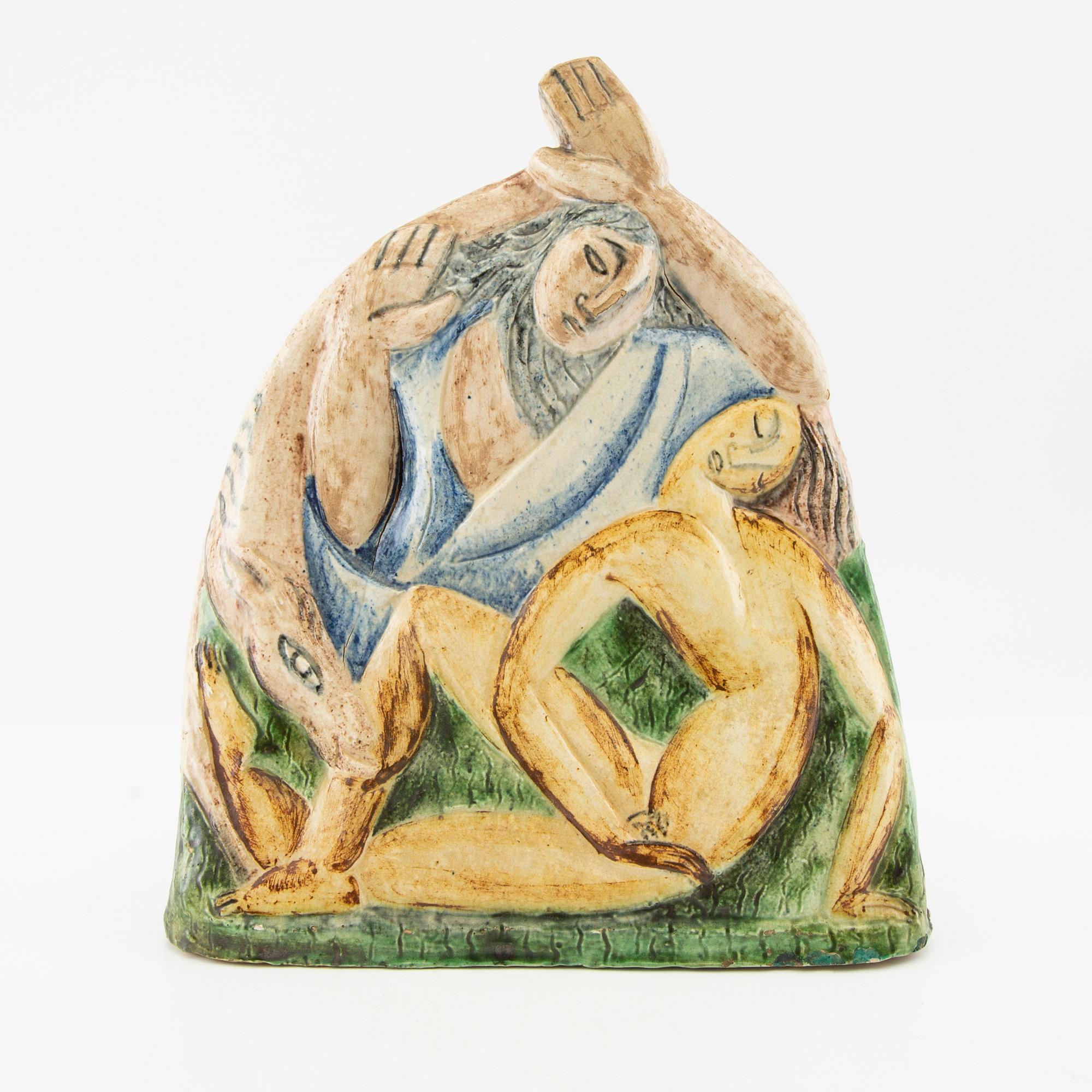 Jais Nielsen, skulptur, keramik. Signerad och otydligt daterad.