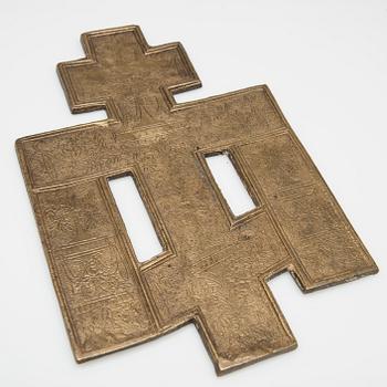 IKONIRISTEJÄ, 2 kpl, messinkiä ja emalia, Venäjä vuosisadanvaihde 1800/1900.