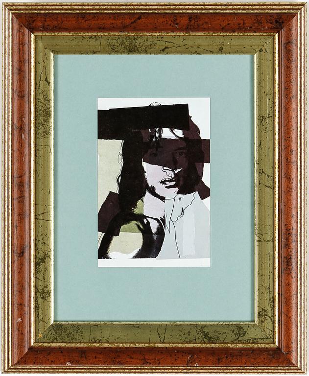 ANDY WARHOL efter, färgoffsettryck, ANNOUNCEMENT CARD, Mick Jagger, 1975.