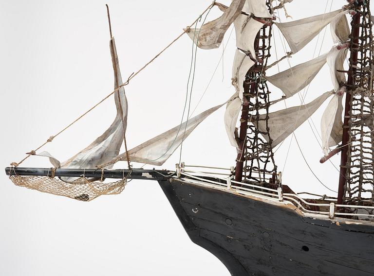 A modell of a ship from Brahestad, Finland, 19th century.