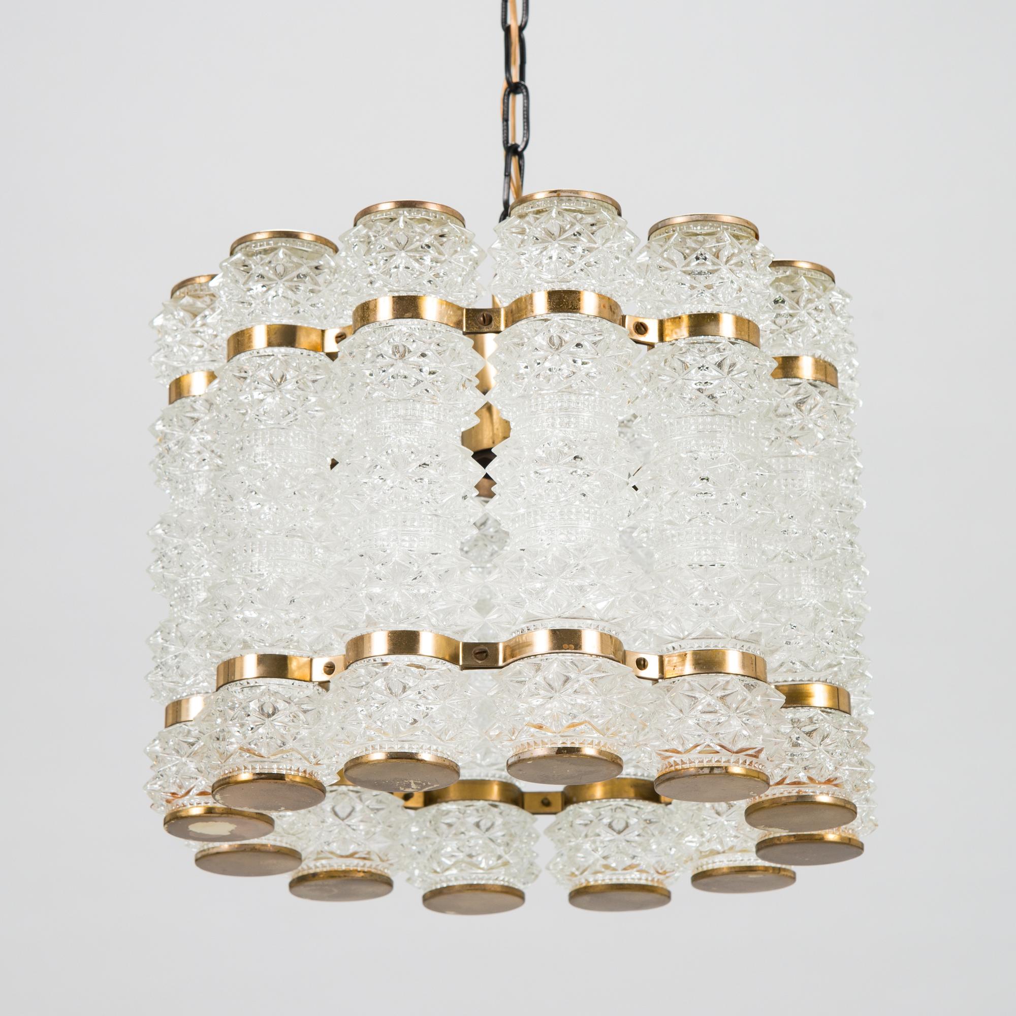 A pendant ceiling light, Taklampa Konsthantverk Tyringe, Sweden mid-20th century.