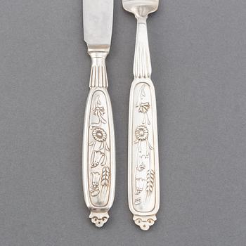A 20th cetury silver plate 117-pcs "Romantik" flatware service for 12, design Gunnar Nylund, Sweden, Mema.