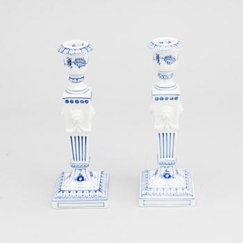 A pair of porcelain candle stick, "Musselmalet", Royal Copenhagen, Denmark,