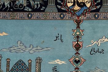 Matta, figural Täbriz, ca 275 x 178 cm.