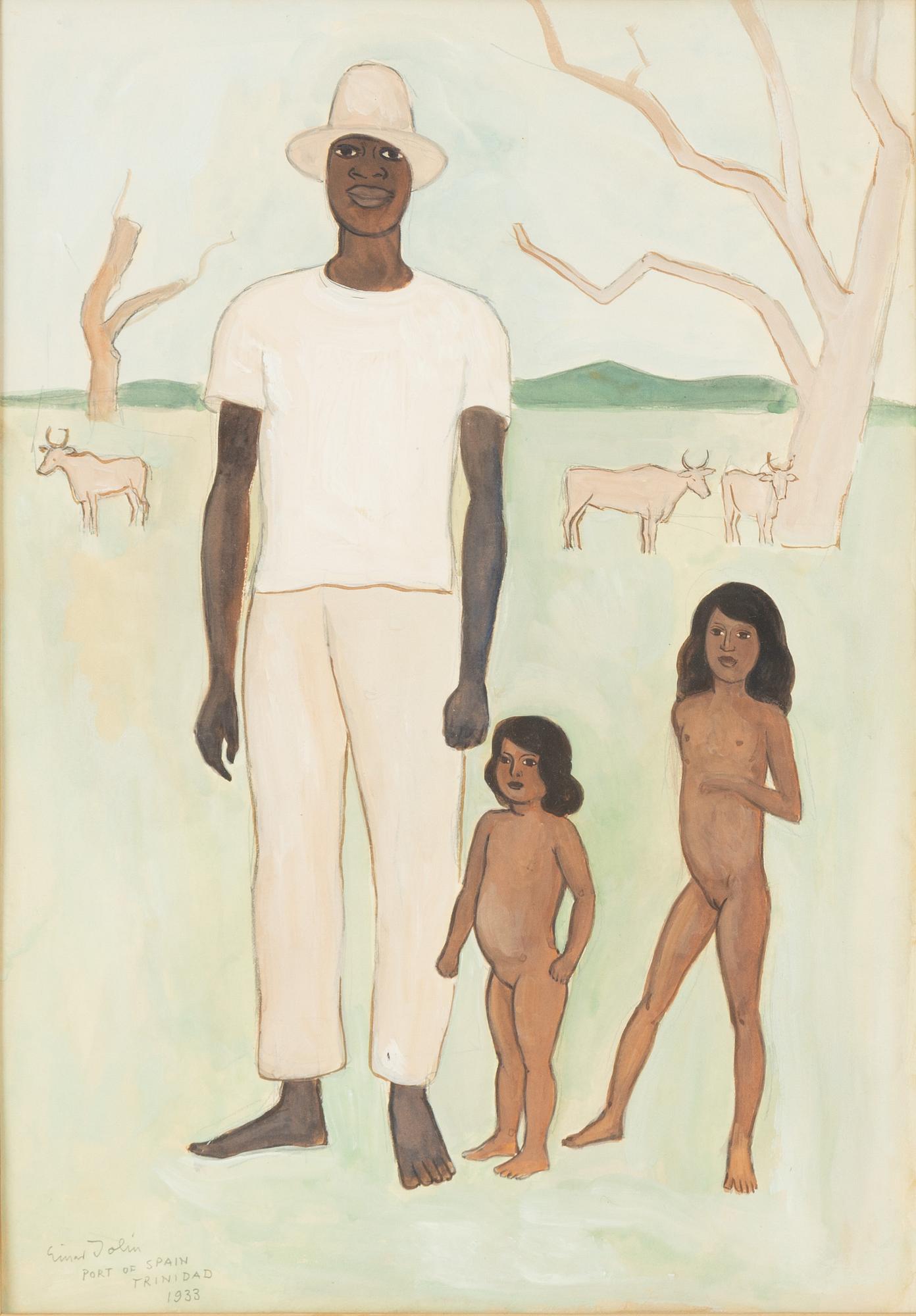 Einar Jolin, akvarell, signerad och daterad Port of Spain, Trinidad 1933.