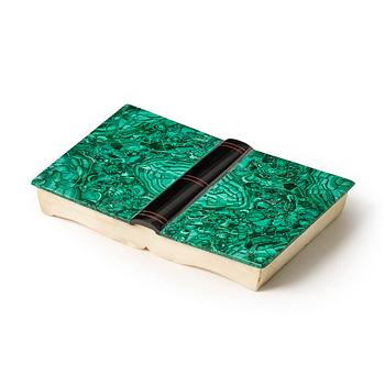 188. A Russian Nicholas II marble and malachite-veneered paperweight, circa 1900.