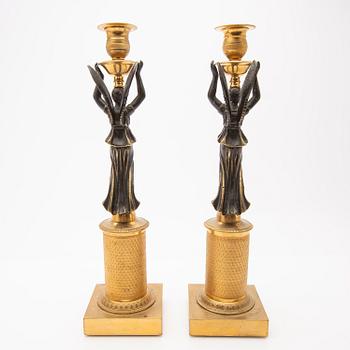 Candelabras, a pair, Empire style, France, second half of the 19th century.