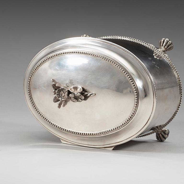 A Swedish 18th century silver sugar-casket, marks of Petter Eneroth, Stockholm 1790.