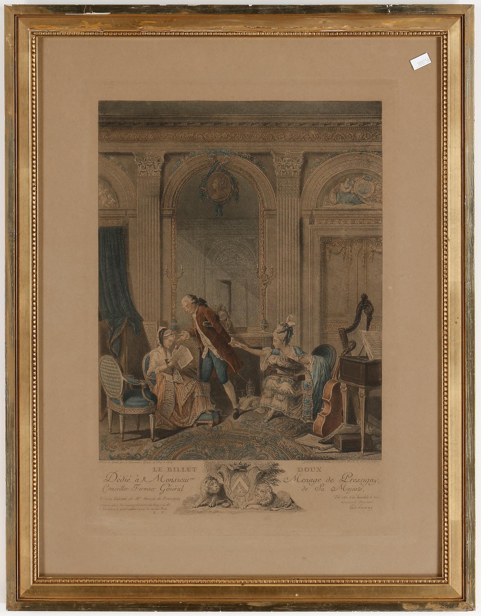 GRAVYRER, 3 st, efter Watteau och efter Nicolas Lafrensen, 1900-tal.