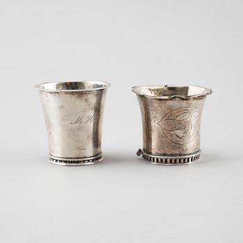 Two Swedish 19th century silver cups, mark of Gustaf I Lyberg, Eksjo and A Theodore Barkman, Varberg.