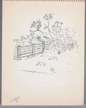 GUSTAF MUNTHE, block med teckningar, 5 st, mest krita och tusch, delvis sign.