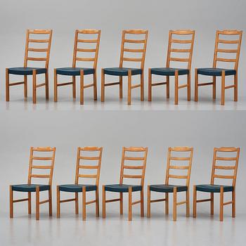 Axel Larsson, a set of 6+4 'Thule' chairs, Svenska Möbelfabrikerna Bodafors for PUB, Sweden, 1937.
