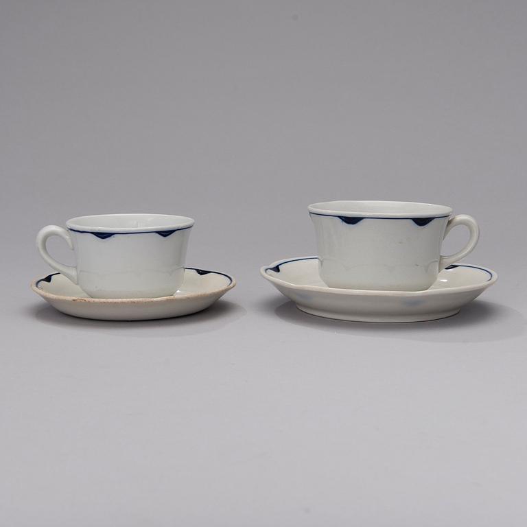TEE- JA KAHVIKUPPEJA, 6+6 kpl, posliinia "Pekka", Arabia, 1930-40-luku.