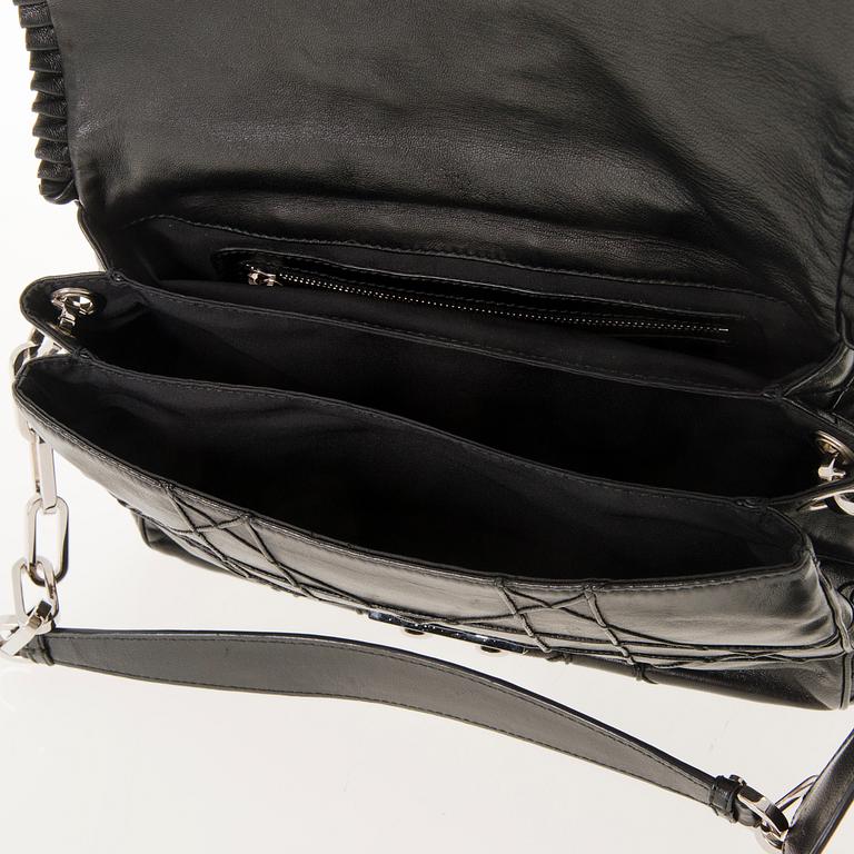 CHRISTIAN DIOR Quilted Ruffle Leather New Lock Flap Bag.