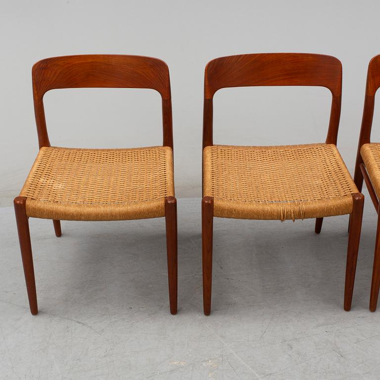 NIELS OLE MØLLER, a set of 4 
 1950's-/60's teak chairs.