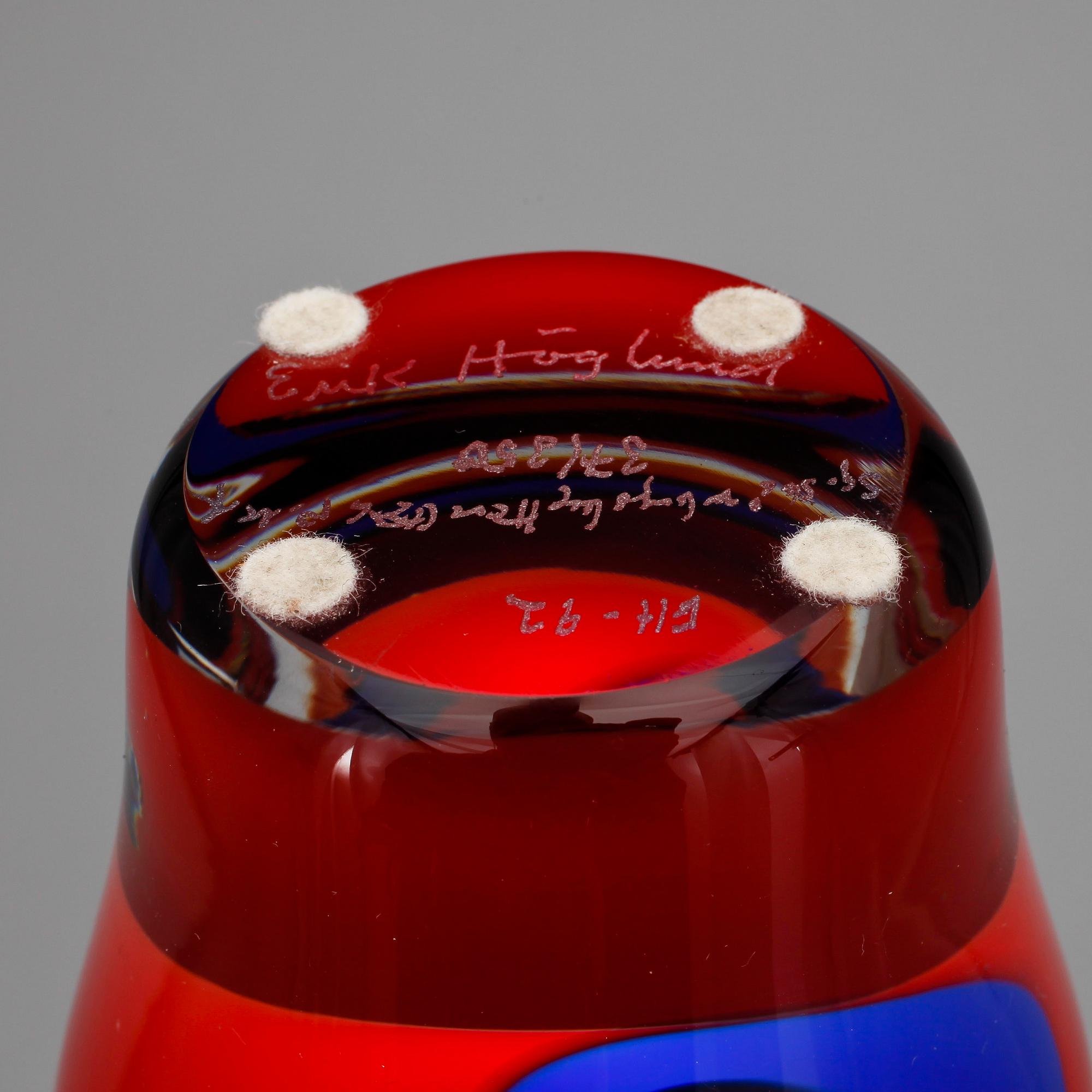 SKULPTUR, glas, Erik Höglund, signerad o daterad -91. Numrerad 37/350.
