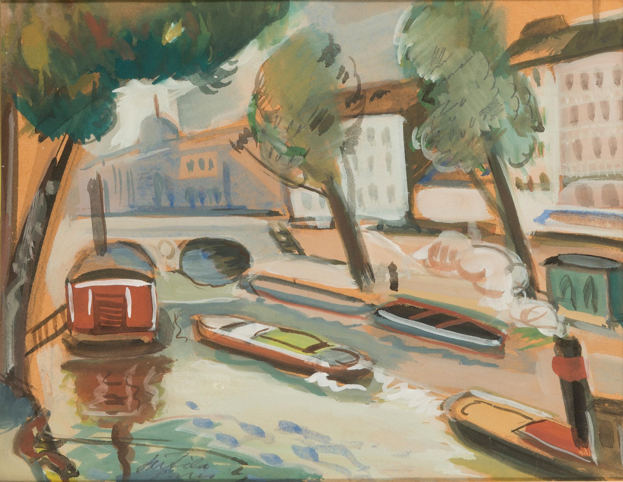 Atte Laitila, guassi, signeerattu.