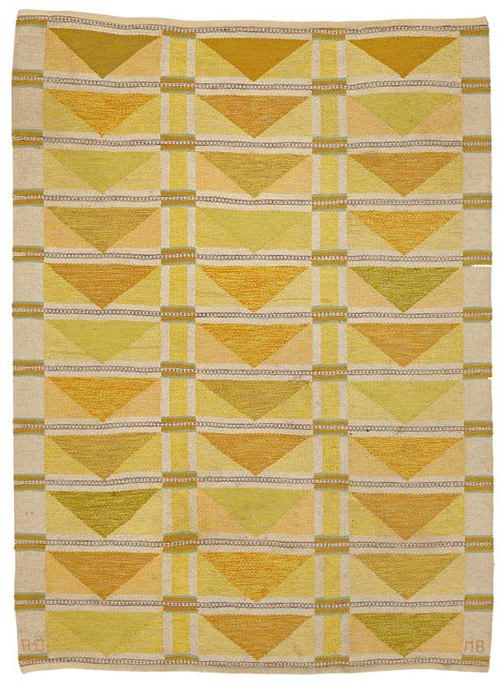 Monika Bertilsson, A CARPET, flat weave, ca 225 x 163 cm, signed AÖ MB, Tre Bäckar in Varnhem.