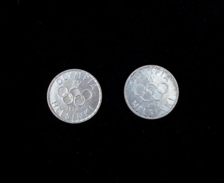 OLYMPIAMYNT 500 FIM, 2 st, HELSINGFORS OLYMPISKA SPEL 1952.