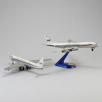 Two tinplate toy planes by Tomiyama and Arnold, Japan and Germany, 1960s.