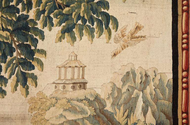 A "Verdure" tapestry, c 279 x 196 cm, signed M.R.D'AVBVSSONj.DVMONTEIL.