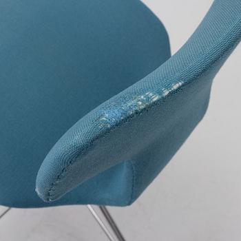 Arne Jacobsen, “T-chair”, model 3113, office chair with chromed metal and textile frame, Fritz Hansen, Denmark.