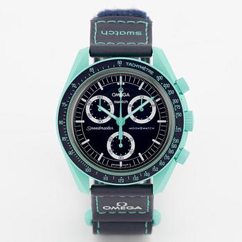 Swatch/Omega, MoonSwatch, Mission On Earth - Polar Lights, kronograf, armbandsur, 42 mm.