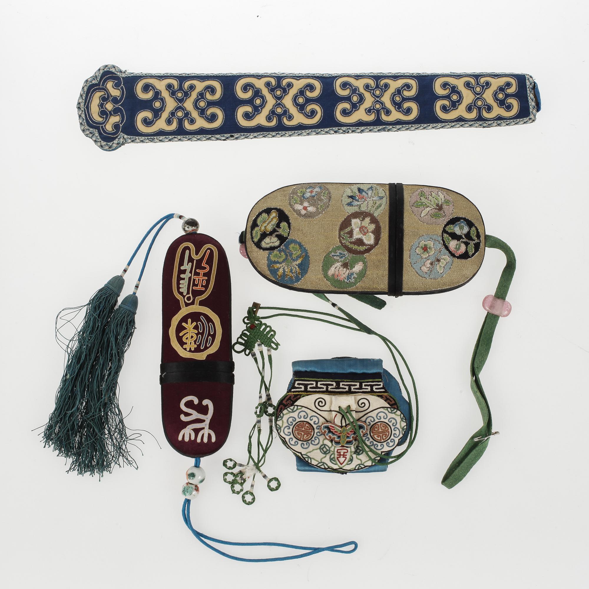 BRODERIER, 6 delar, Kina, 1900-talets början.