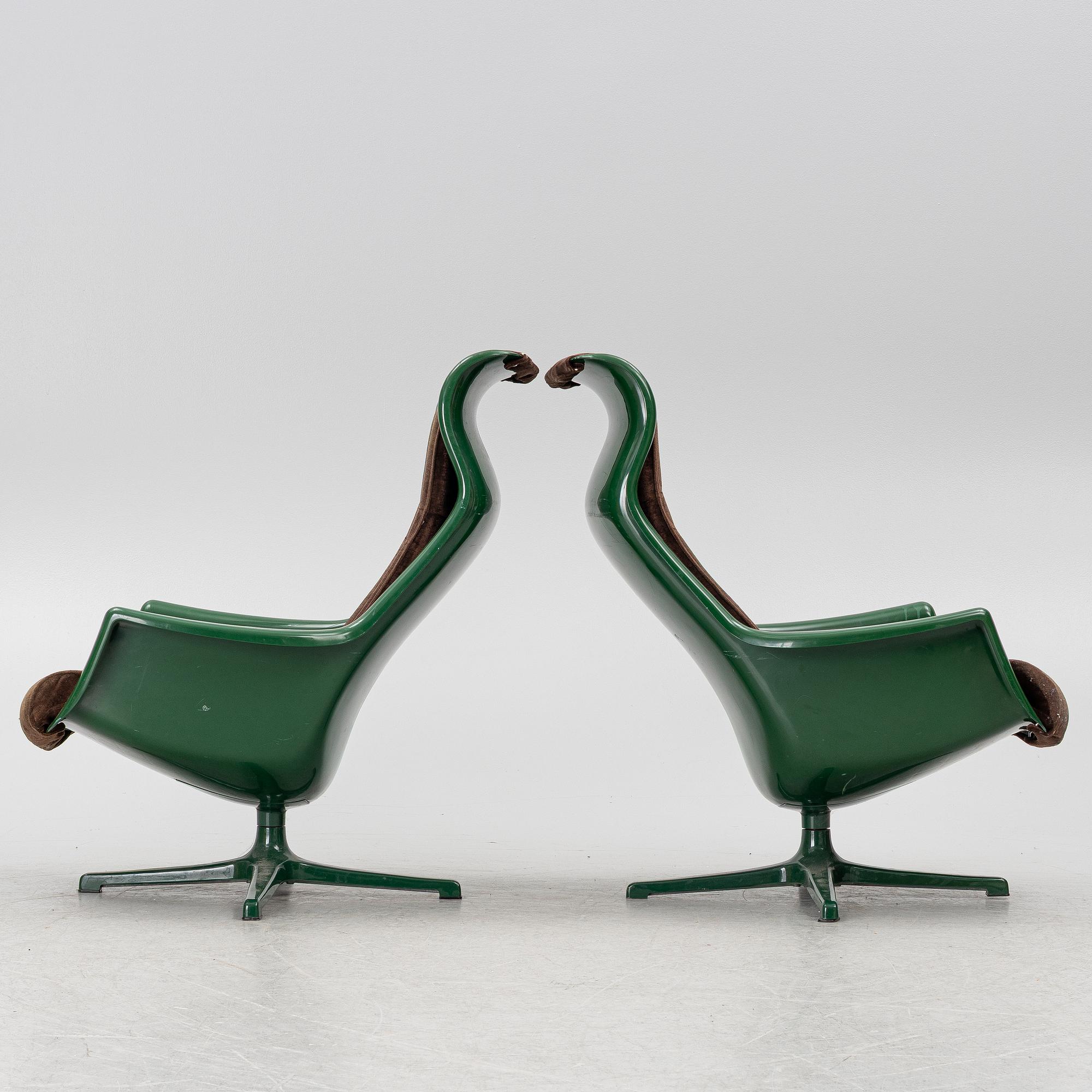 Alf Svensson, & Yngve Sandström, armchairs, a pair, "Form 8"/"Galaxy", DUX, 1970s.