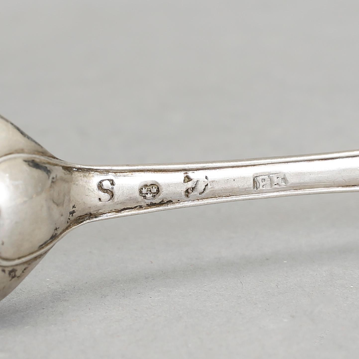 TESKEDAR, 12st, silver, bla Jacob Möller, Malmö, 1813. Vikt ca 202g.