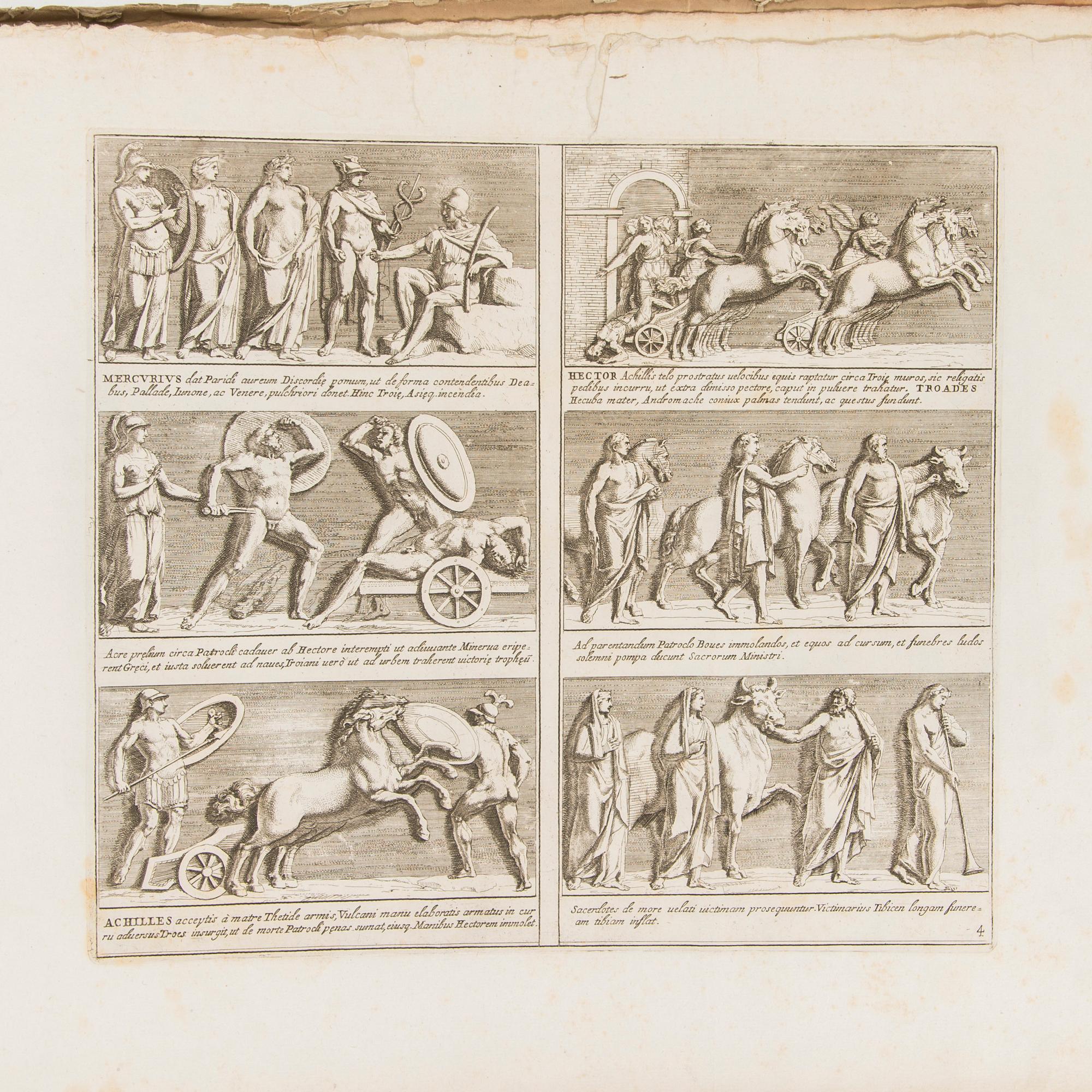 A book with classical Roman illustrations by Giovanni Pietro Bellori, etchings, dated 1693.