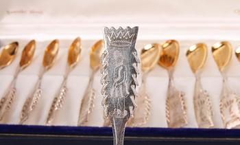 KAFFESKEDAR, 12+12, silver, bla Olga. Ceson resp GAB, 1960-tal.