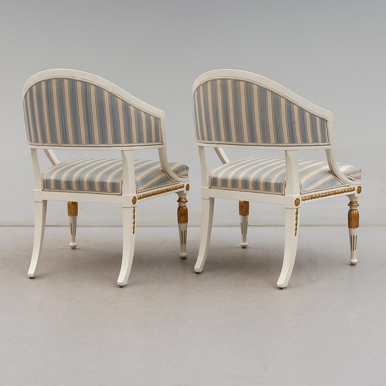 KARMSTOLAR, 1 par, sengustaviansk stil, 1900-talets första hälft.