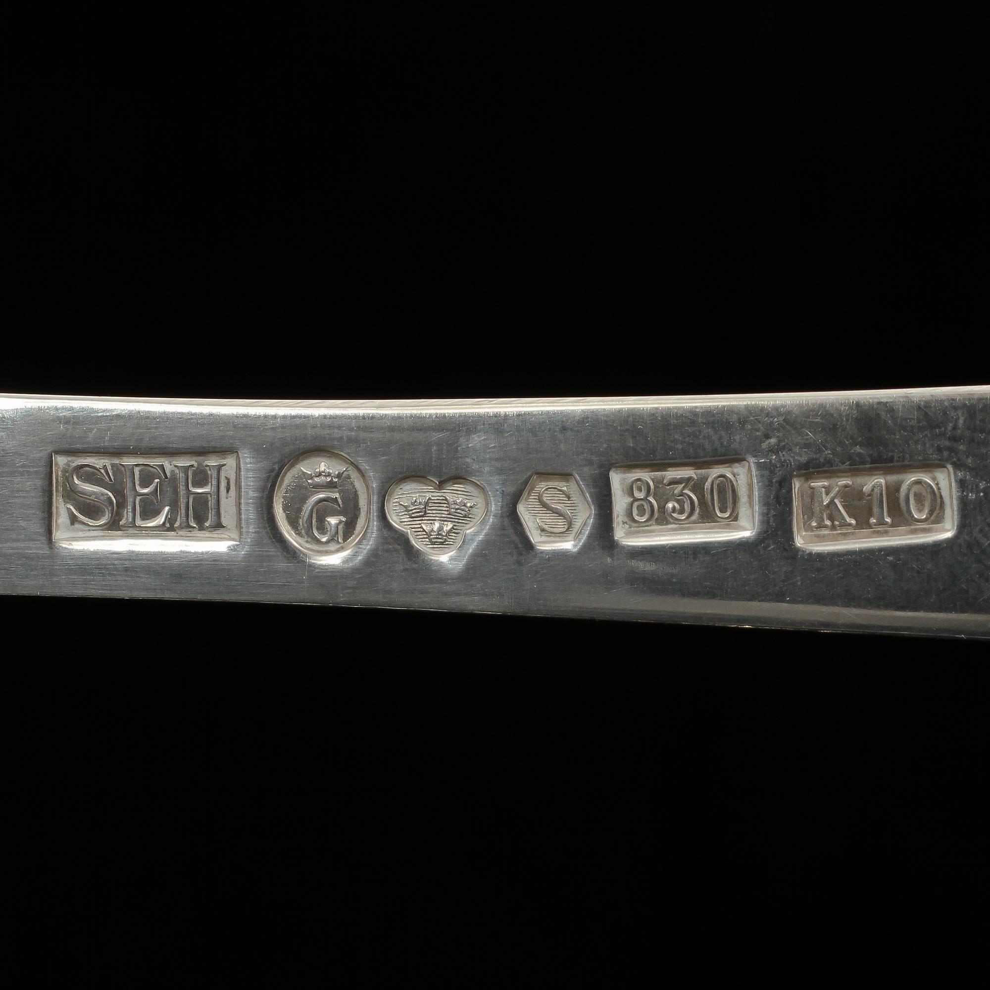 UPPLÄGGNINGSSKEDAR, 2 st, silver, bl.a Anna-Stina Åberg, 1980-tal. Vikt 380 g.