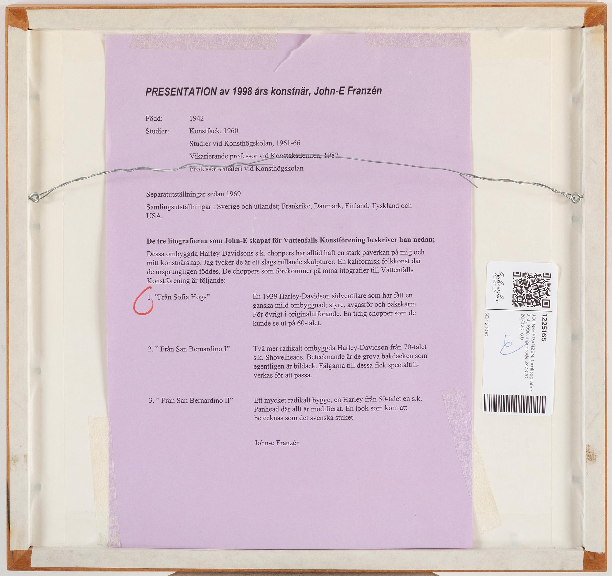 JOHN-E FRANZÉN, lithographs in colour, 1998, signed 24/320, 20/320.