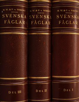 BÖCKER, 3 volymer, "Svenska Fåglar", M. W. & F. von Wright, Förlaget Svenska Fåglar, Stockholm, 1927-29,