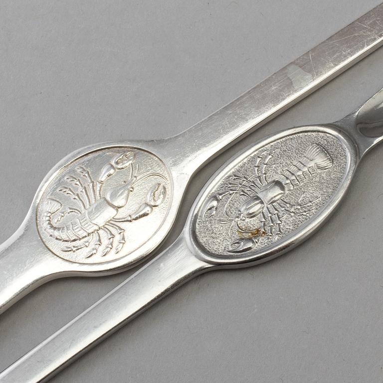 HUMMERGAFFLAR, 12 st (11+1), nysilver, 1900-talets mitt.