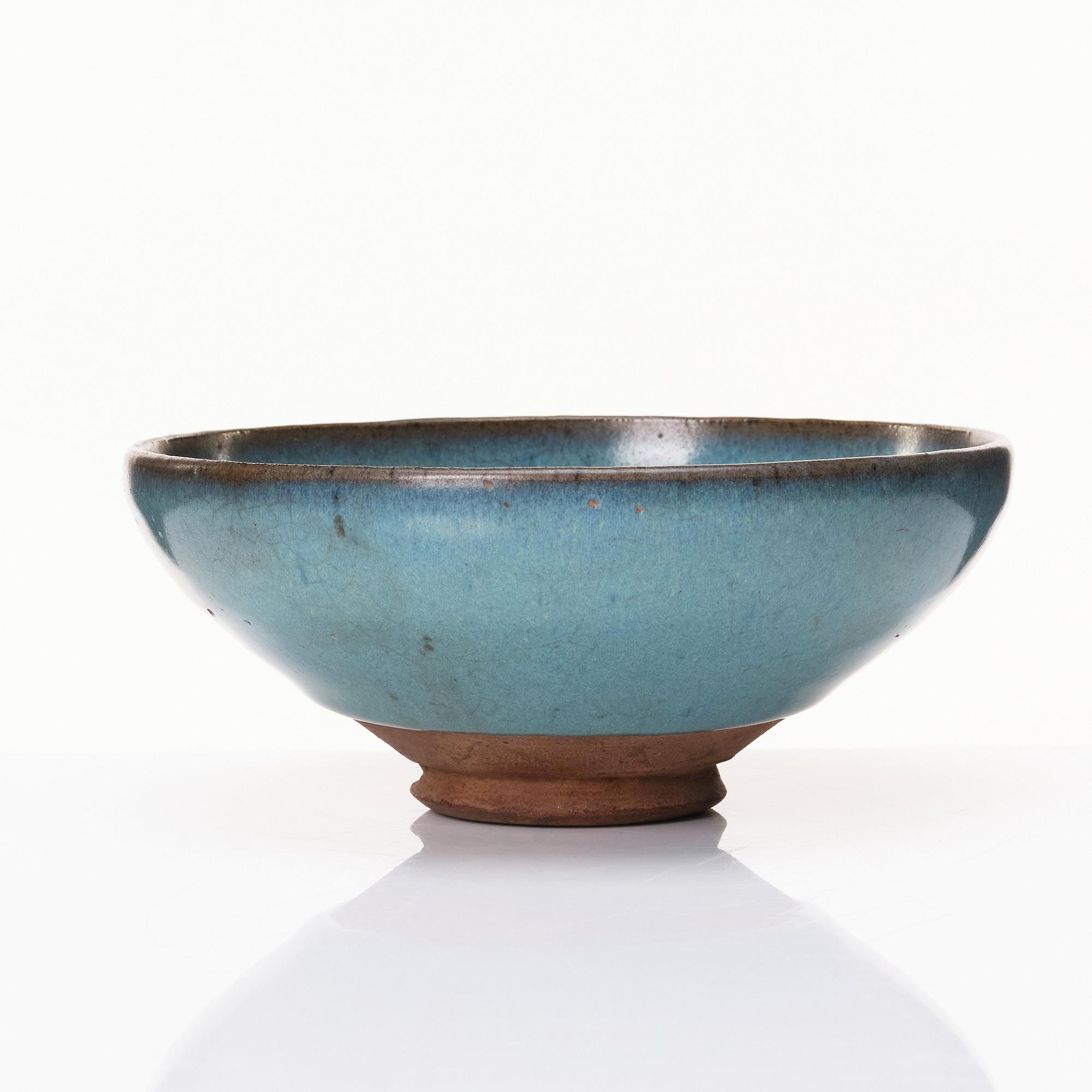Skål, keramik, junyao. Yuandynastin,  (1279-1368).