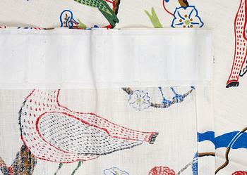 Josef Frank, a pair of curtains, 'Gröna Fåglar', Firma Svenskt Tenn.