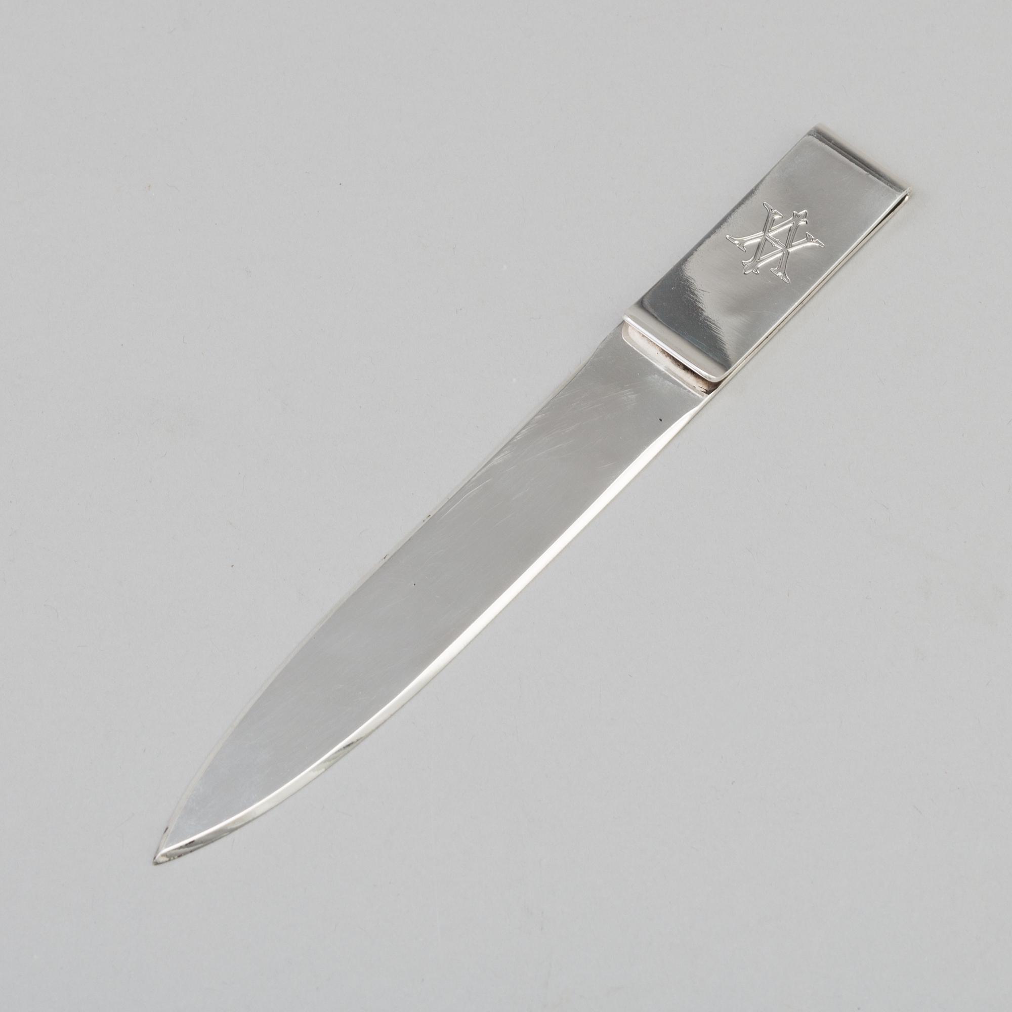 A Sterling silver paper knife by Aterlier Borgila, Stockholm, 1978.