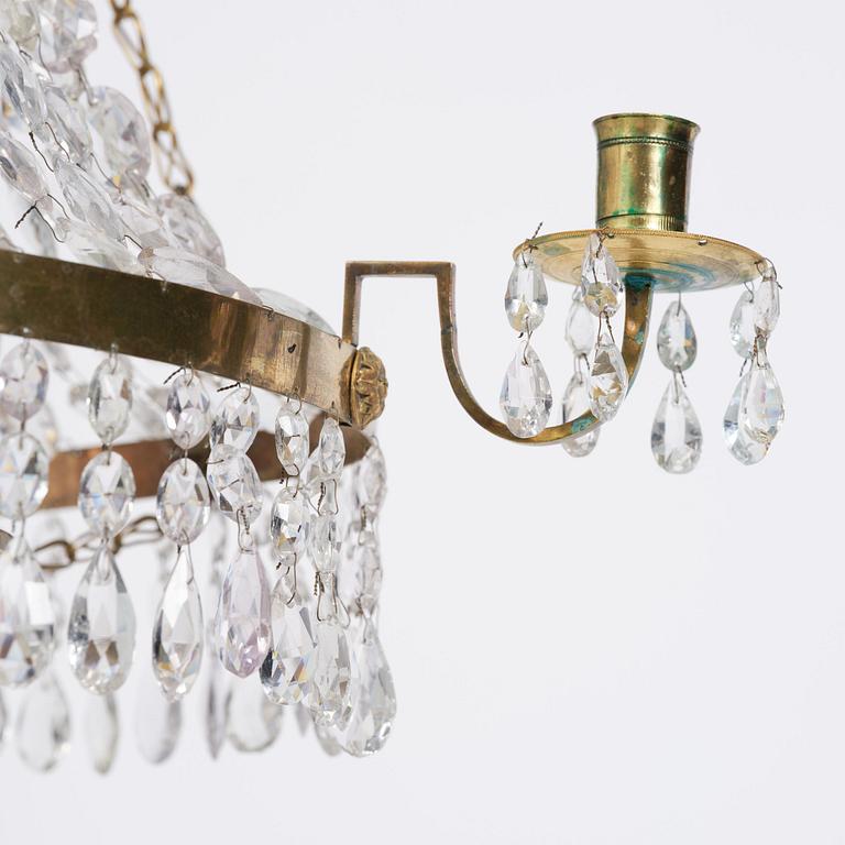 A late Gustavian five-light chandelier, late 18th century.