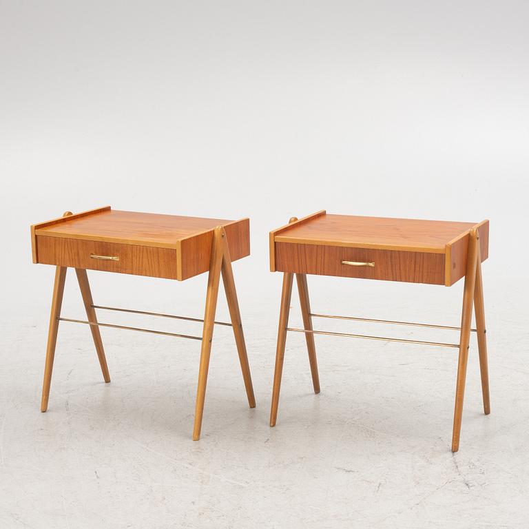 Bedside tables, a pair, mid-20th century.