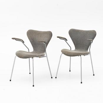 Arne Jacobsen, four 'Series 7' armchairs, Fritz Hansen, Denmark, 1990.