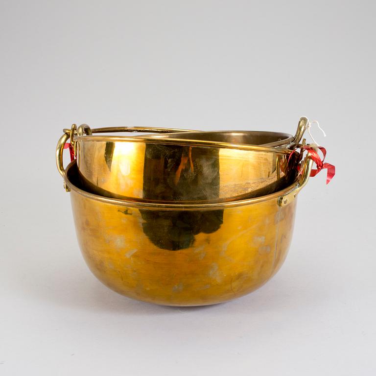 KITTLAR, 3 stycken, mässing, Skultuna Bruk, 1900-talets början.