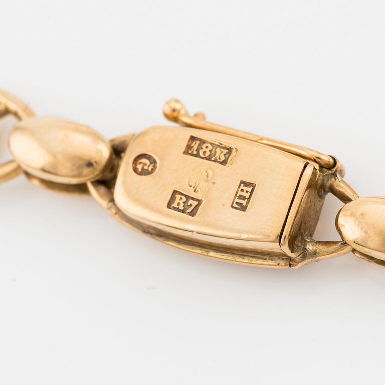 Collier, Johan Niklas Palm, Visby 1873, 18K guld och hematit, samt armband,