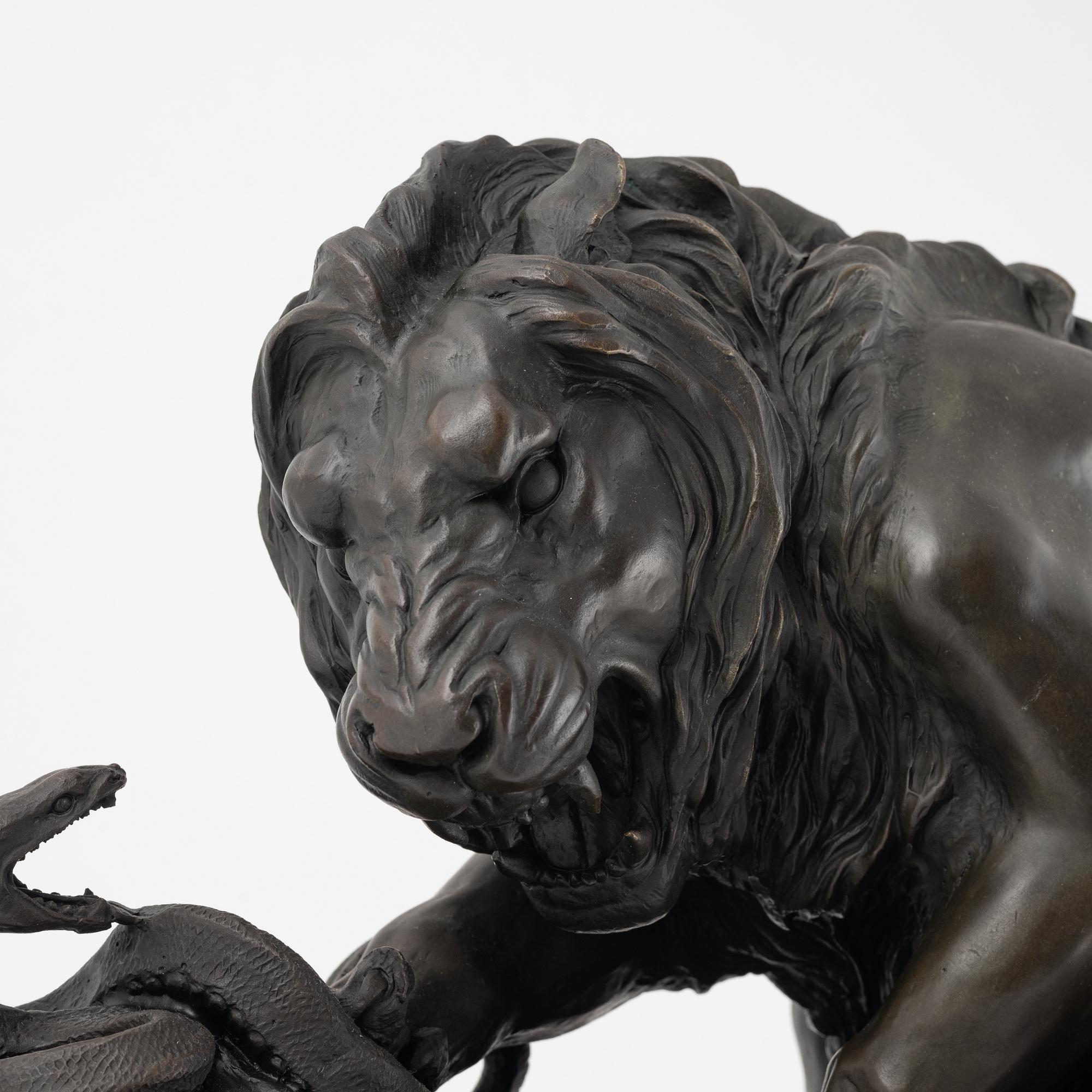 Antoine Louis Barye, after, 'Lion au Serpent'.